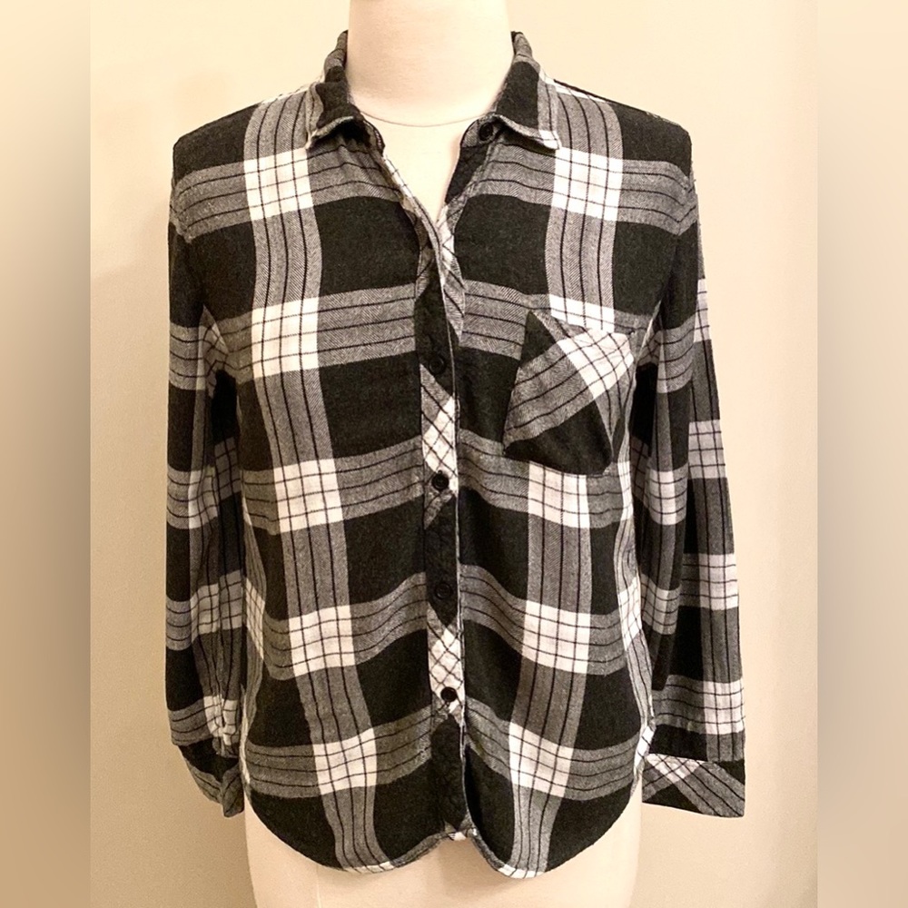 Rails Hunter Pewter Frost Plaid S Luxe Casual Soft Grunge Cabin Core Preppy Top